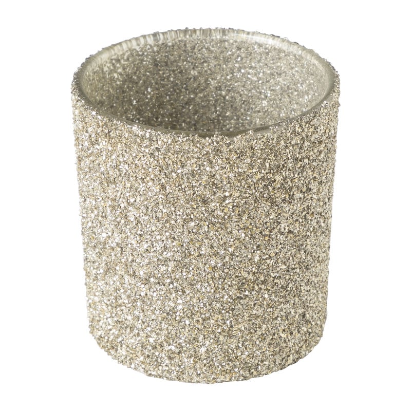 Waxinelichthouder glitter champagne- ⌀7.5 cm