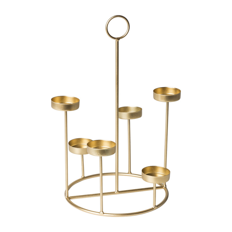 Waxinelichthouder tray - goudkleurig - set van 6 