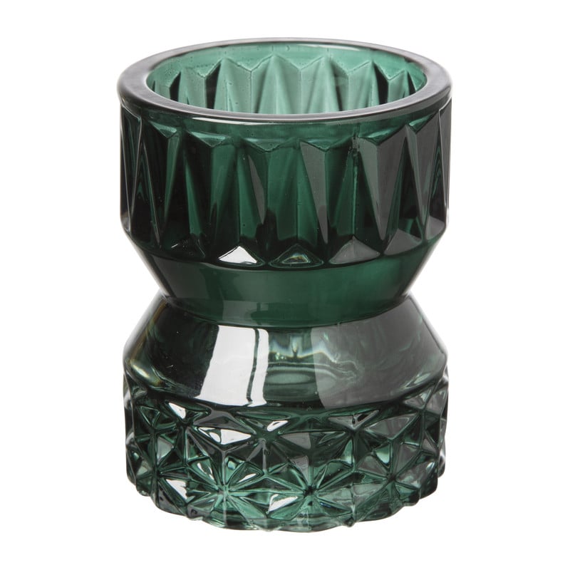 Waxinelichthouder zandloper klein - groen - ⌀7x9 cm