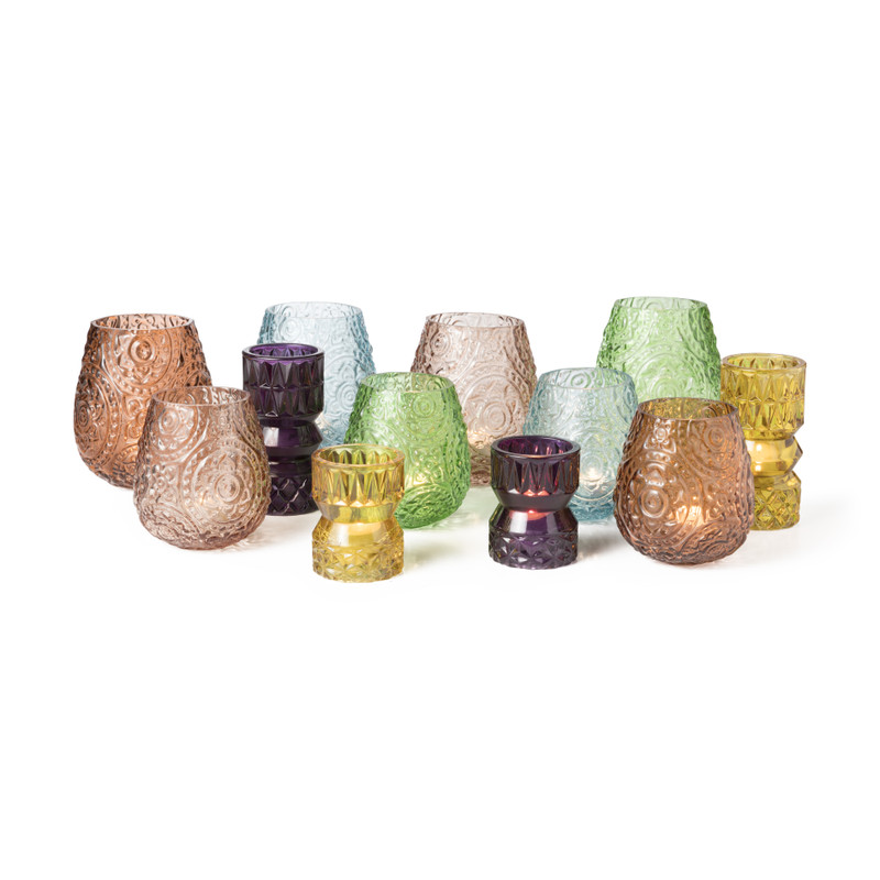 Waxinelichthouder zandloper groot - paars - ⌀7x13.7 cm