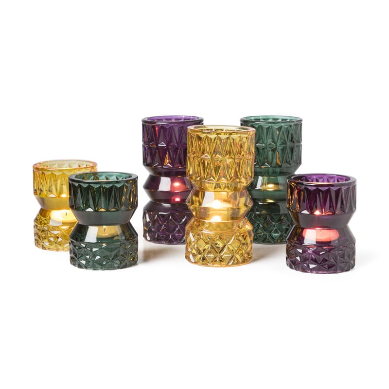 Waxinelichthouder zandloper groot - okergeel - ⌀7x13.7 cm