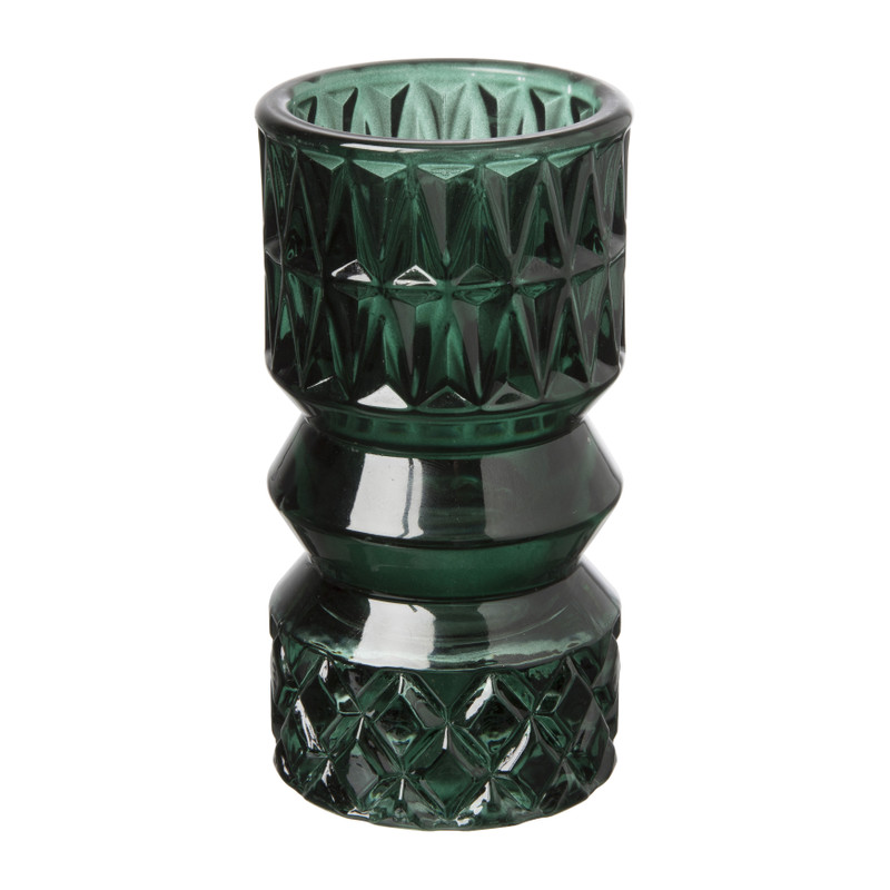 Waxinelichthouder zandloper groot - groen - ⌀7x13.7 cm