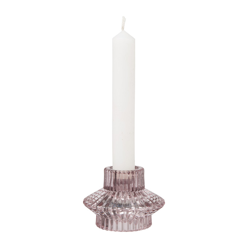 Waxinelichthouder ribbel - roze - ⌀8x5.5 cm 
