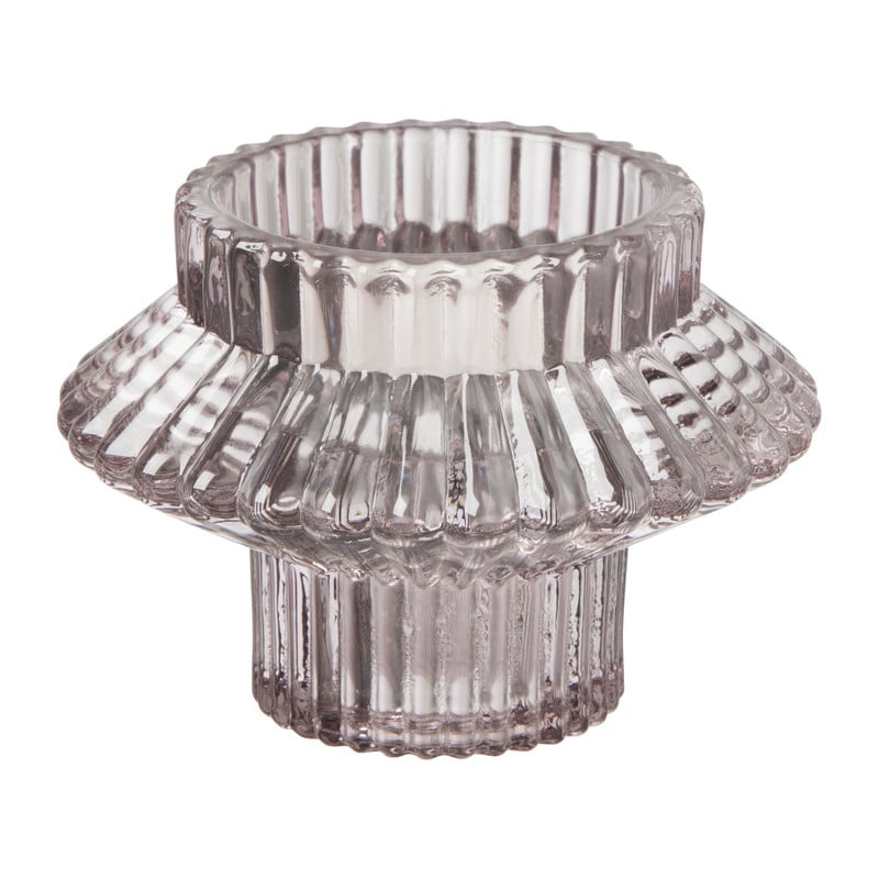 Theelichthouder ribbel - paars - ⌀8x5.5 cm 