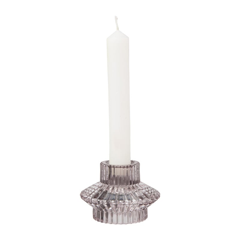 Theelichthouder ribbel - paars - ⌀8x5.5 cm 