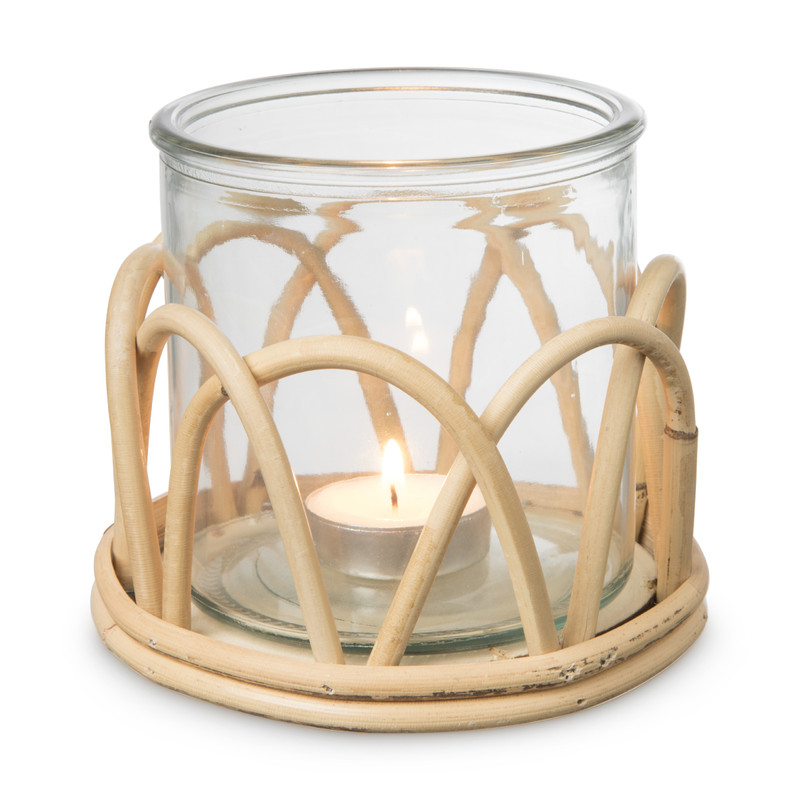 Waxinelichthouder rotan - groot - ⌀13x12 cm