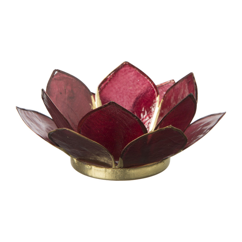 Theelichthouder lotus - bordeauxrood - ⌀10x4 cm