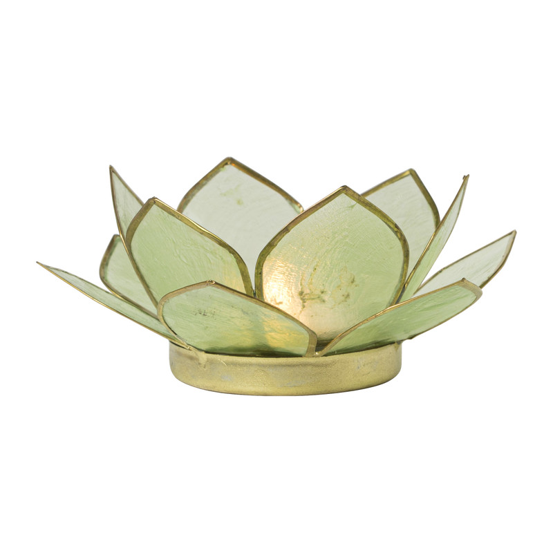 Theelichthouder lotus - groen - ø10x4 cm 