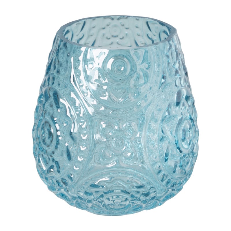 Waxinelichthouder bohemian - blauw - ø11x12 cm