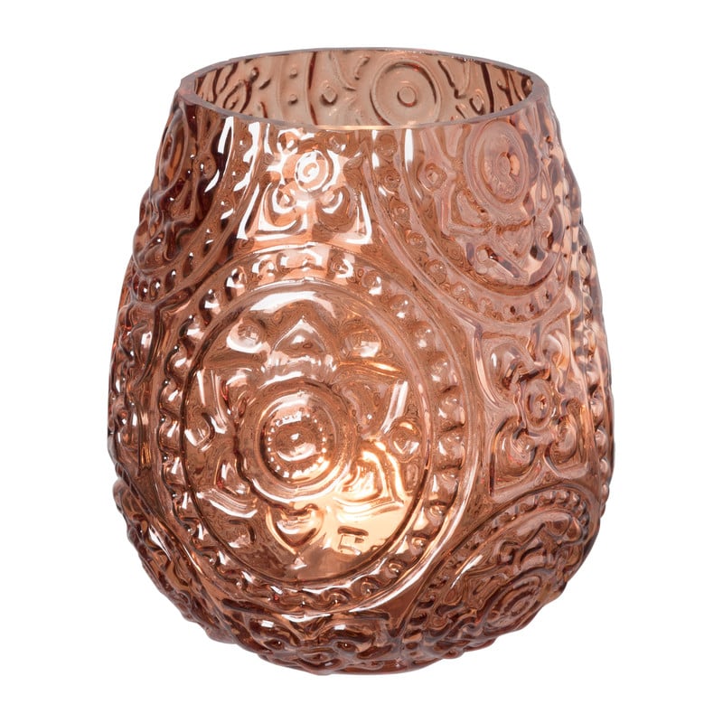 Waxinelichthouder bohemian - donkerroze - ø12.5x14.5 cm
