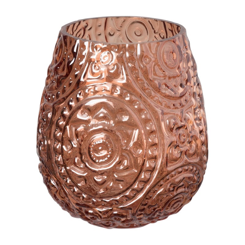 Waxinelichthouder bohemian - donkerroze - ø12.5x14.5 cm