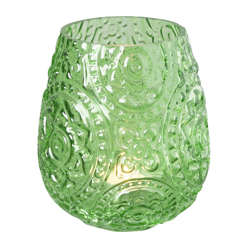 Waxinelichthouder bohemian - groen - ø12.5x14.5 cm