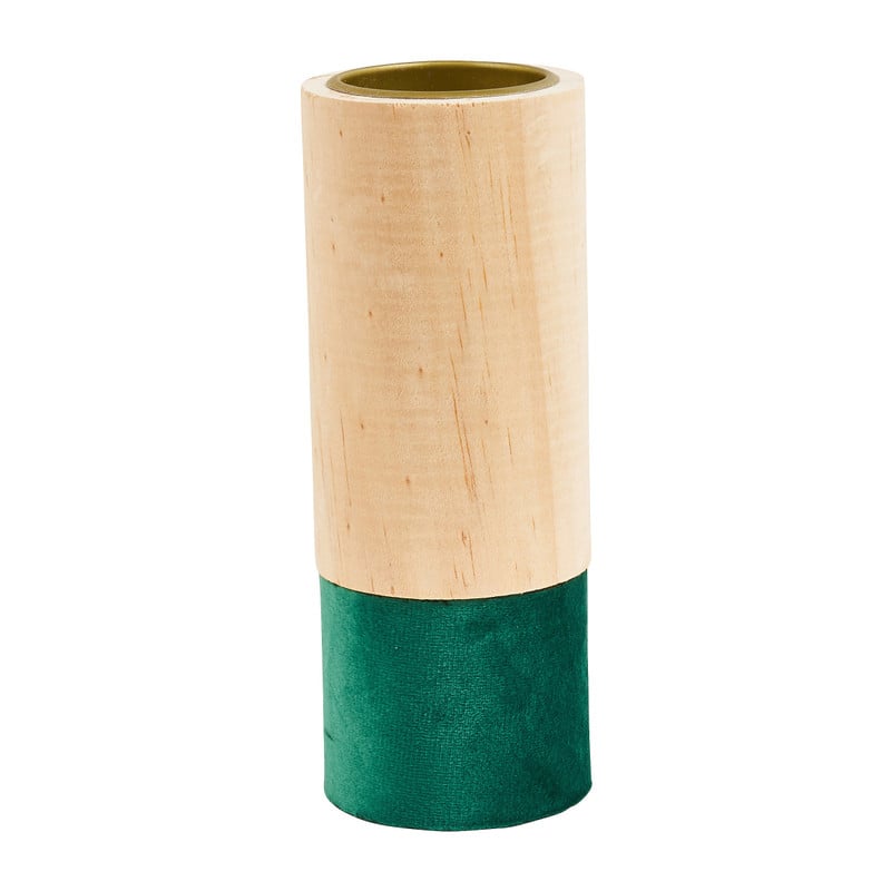 Theelichthouder hout/groen - groot - Ø5.5x15 cm 