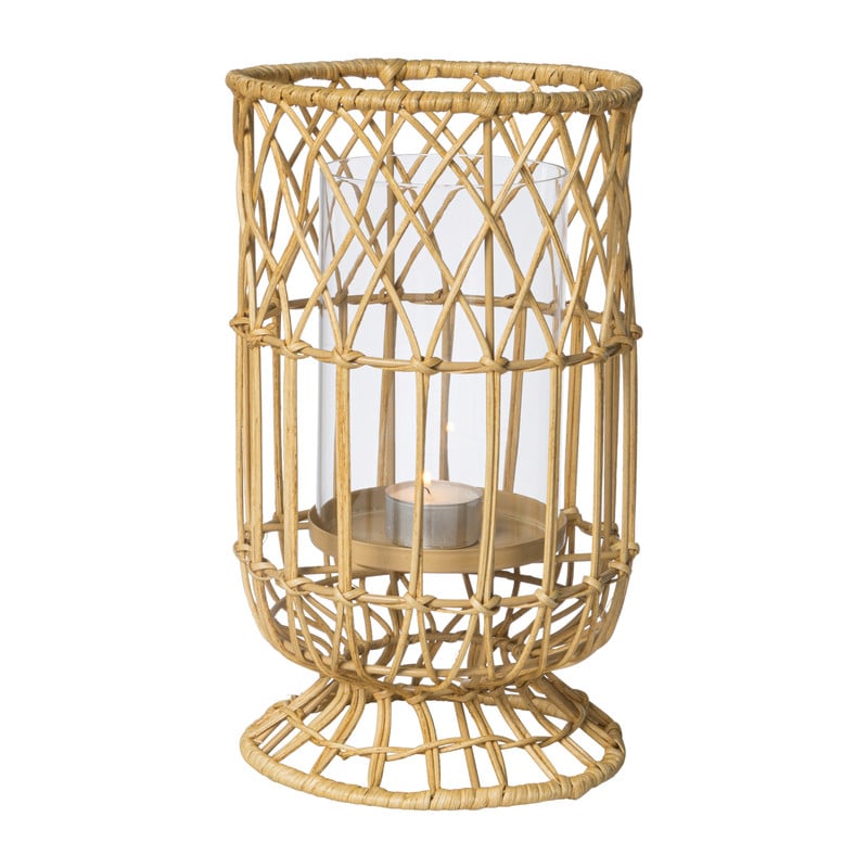 Theelichthouder bamboe - rotan - ø16x28 cm