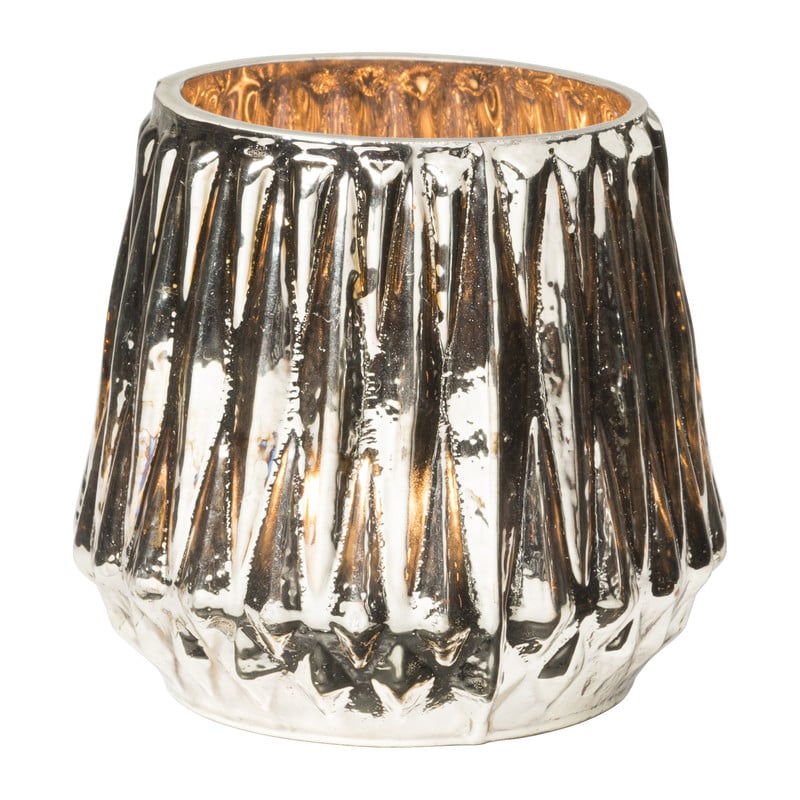 Waxinelichthouder lijnen - goud - ø7x9 cm