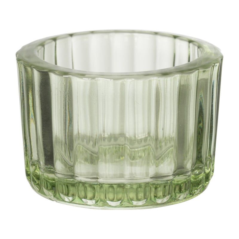 Theelichthouder ribbel - groen - ø5x3.7 cm