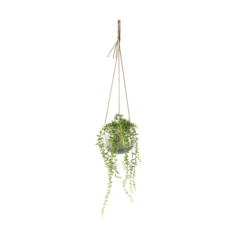 Hangpot keramisch - wit/groen - ø13x 11.2 cm  