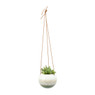 Hangpot keramisch - wit/groen - ø13x 11.2 cm  