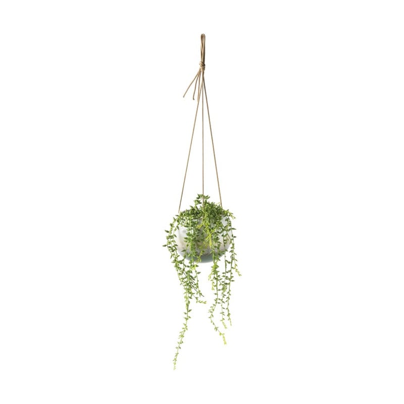 Hangpot keramisch - wit/groen - ø10.8x9.2 cm 