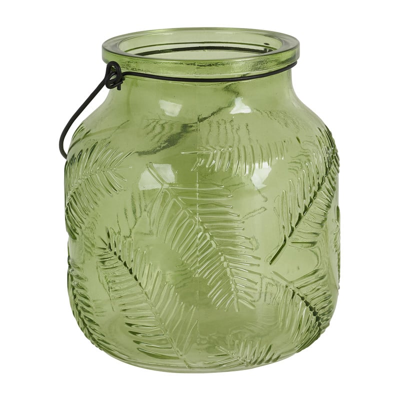 Glazen pot met relief - diverse kleuren - ⌀14x16 cm 