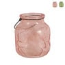 Glazen pot met relief - diverse kleuren - ⌀14x16 cm 