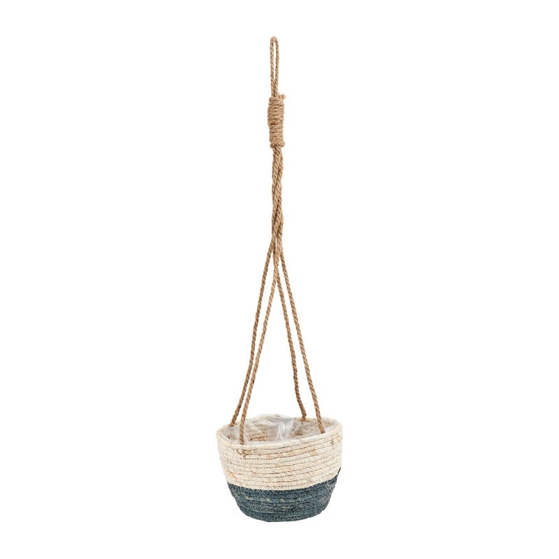 Plantenmand riet - naturel/grijs - 22 cm