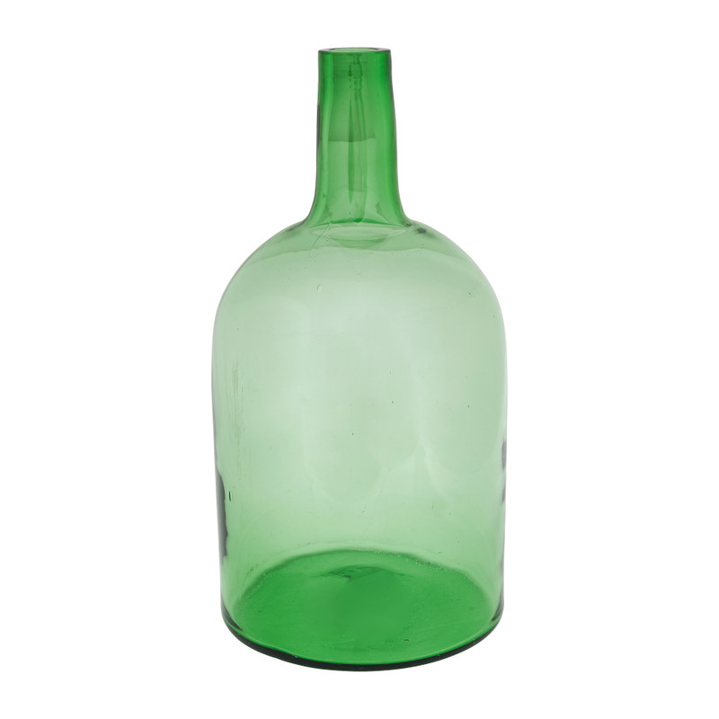 Wijnfles vaas - groen - ø19x40 cm
