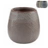 Pot keramiek reliëf - 10x10 cm - groen/taupe/grijs