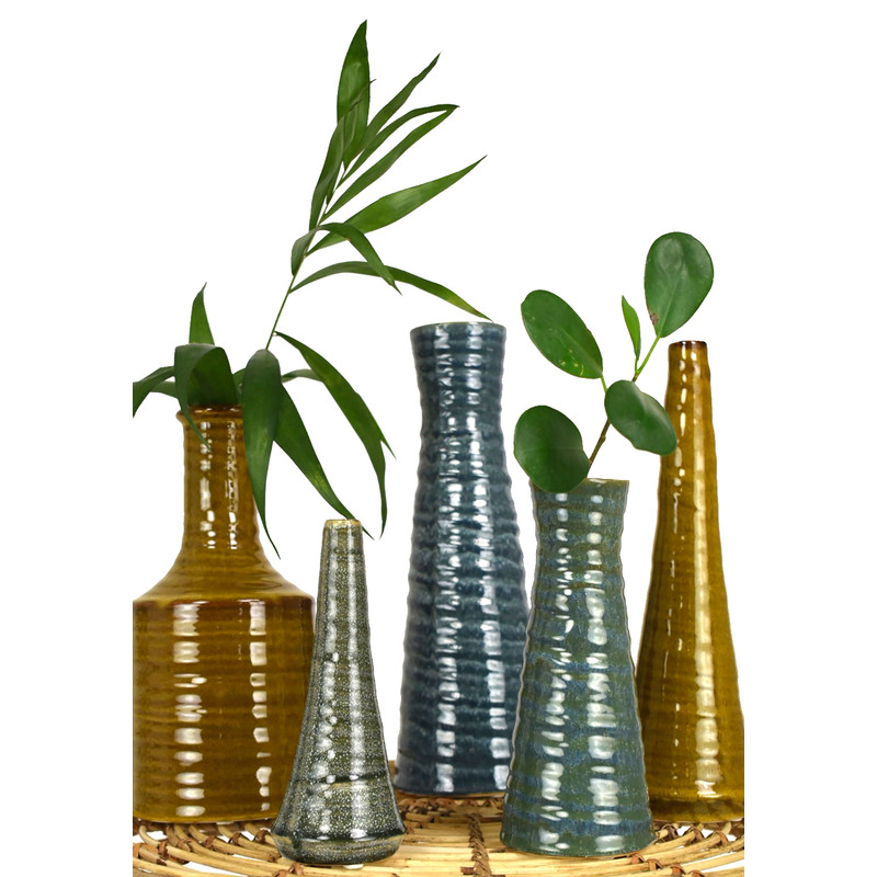 Vaas stoneware - blauw - 30 cm hoog