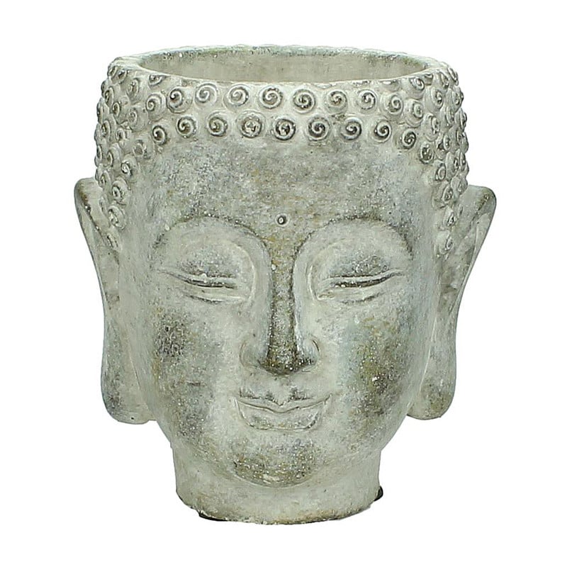 Plantenbak buddha - grijs - 12,5x11,5x13,5 cm 