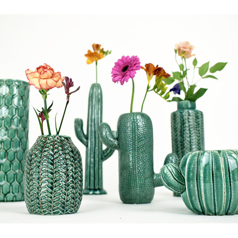 Vaas stoneware - petrol - 26 cm