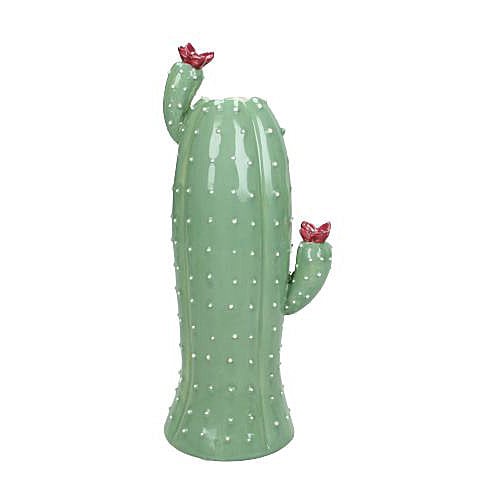 Vaas cactus groot - groen - 11.3x7.7x21.7 cm