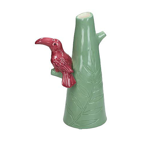 Vaas vogel toekan - groen - 13.7x8.2x21.5 cm