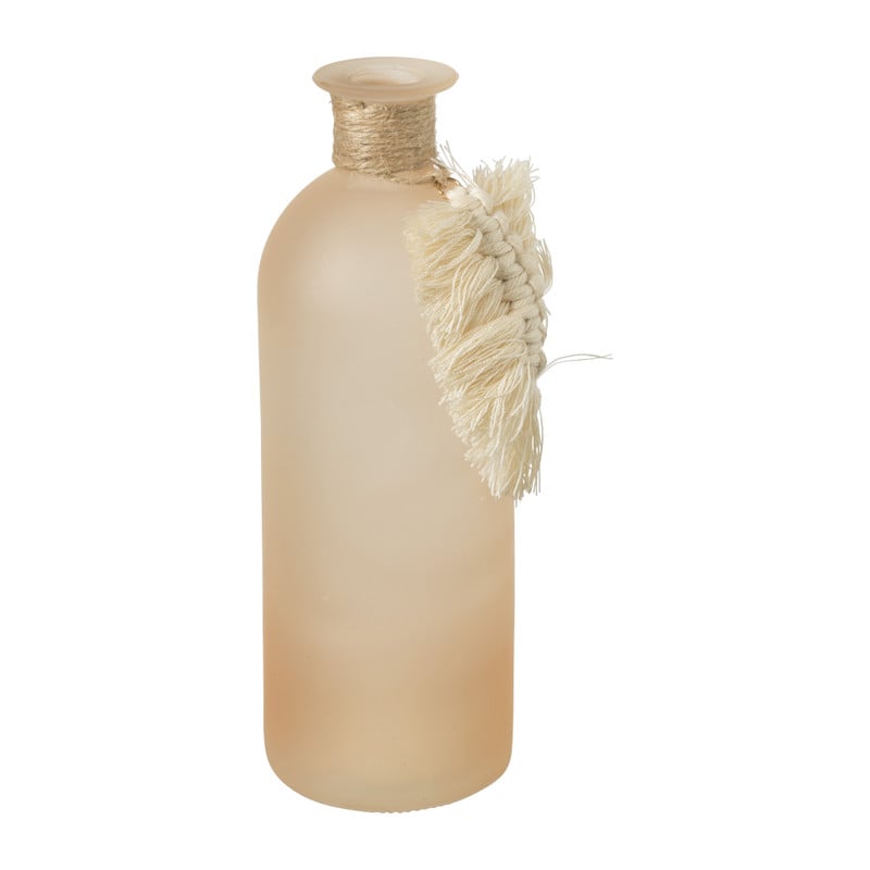 Vaas mat glas met tassel - diverse kleuren - ø7x20 cm