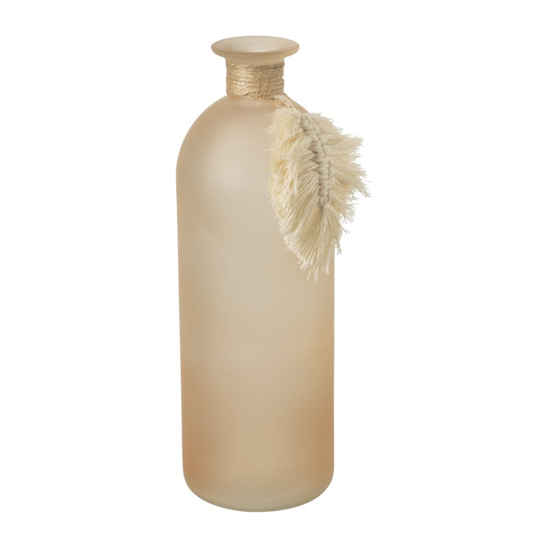 Vaas mat glas met tassel - diverse kleuren - ø8.5x27 cm