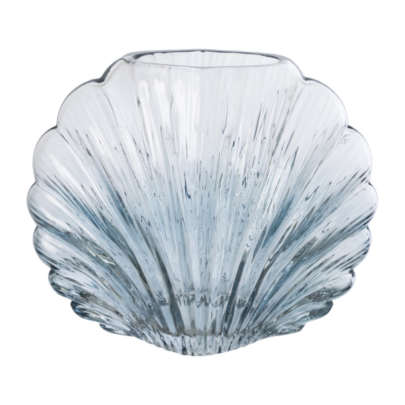Vaas schelp klein - blauw - 16.5x19x9 cm