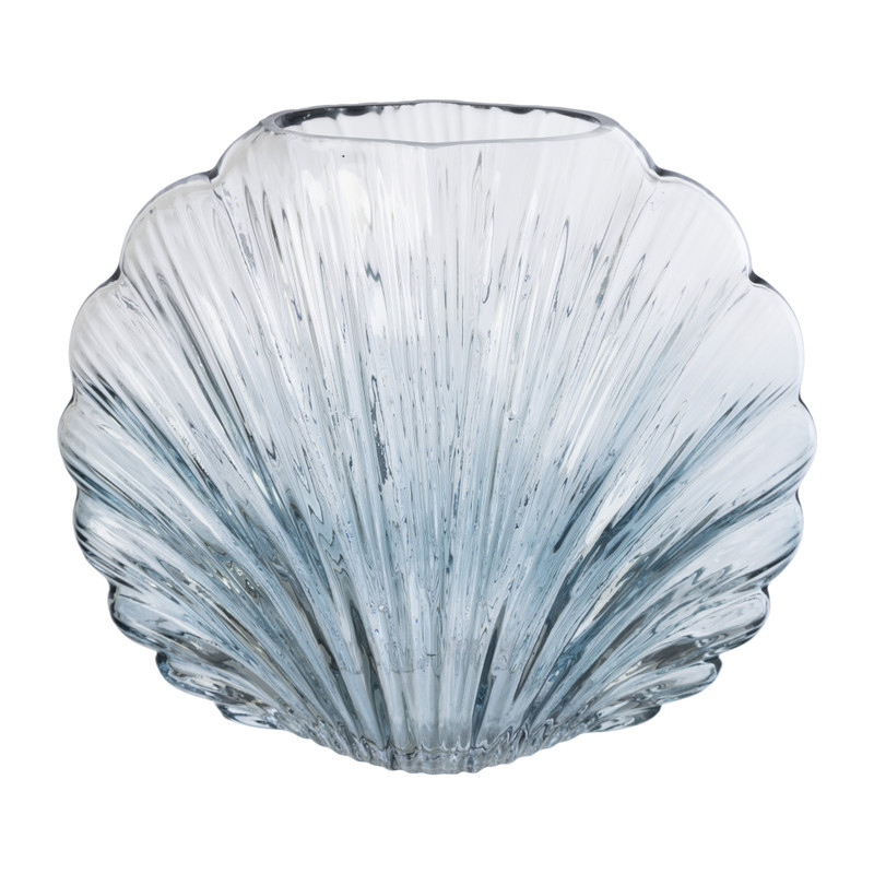 Vaas schelp groot - blauw - 20.5x24.5x11 cm