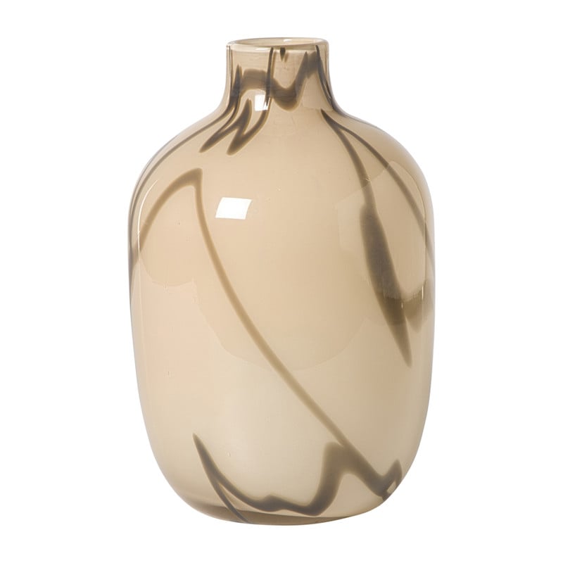 Vaas met lijnen - beige/bruin - ø16.5x26 cm