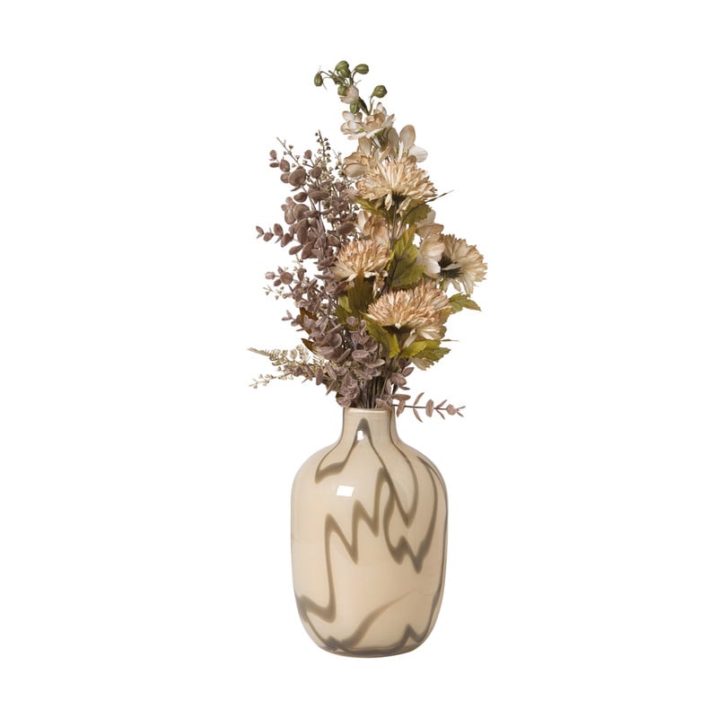 Vaas met lijnen - beige/bruin - ø16.5x26 cm