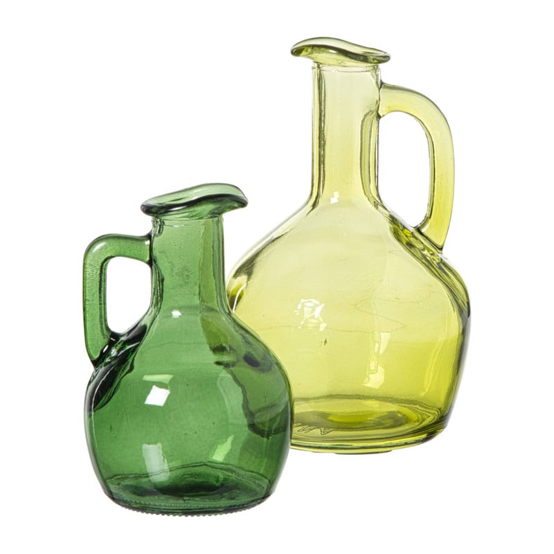 Vaasje fles hoog - groen - ø9.5x15 cm