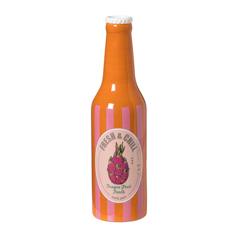 Vaas flesje dragonfruit - roze/oranje - ø6.5x24 cm