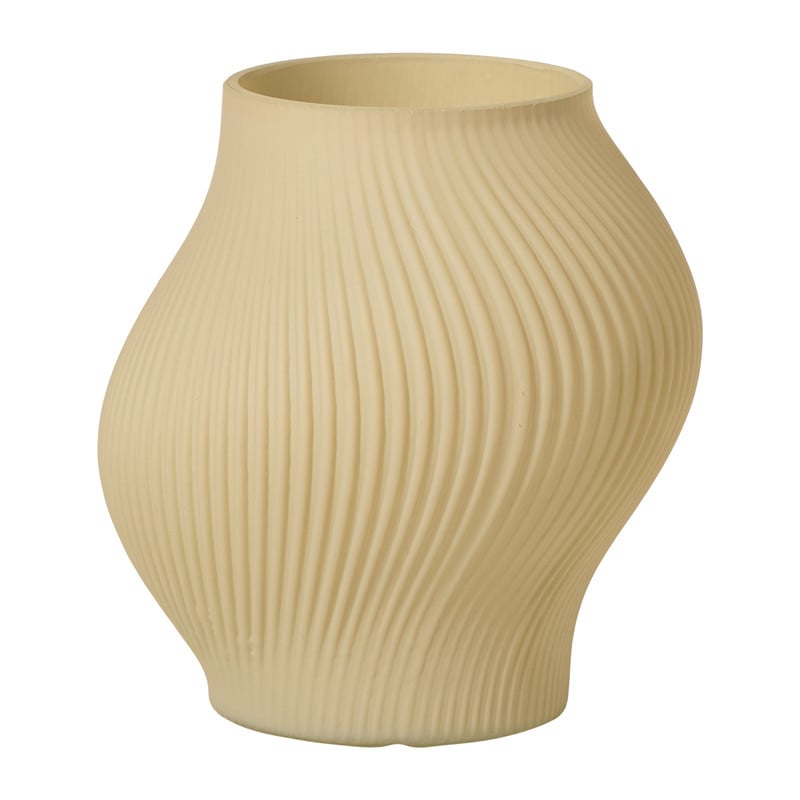 Vaas ribbel groot - beige - ø18x19 cm