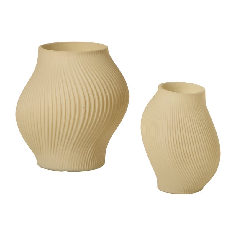 Vaas ribbel groot - beige - ø18x19 cm