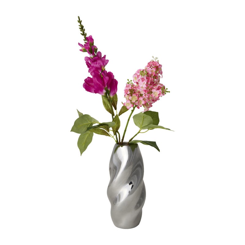 Vaas wave rond - zilverkleurig - ø10x21 cm