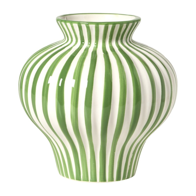 Vaas stripes - groen/wit - ø21x21 cm