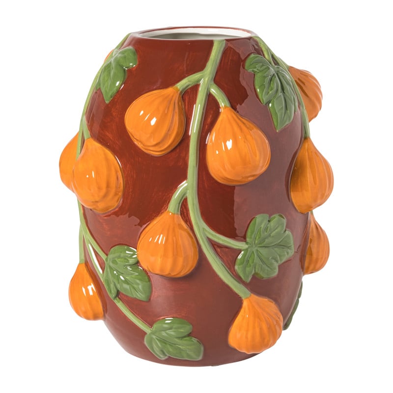 Vaas vijgen - bordeauxrood/oranje - ø22x24.5 cm