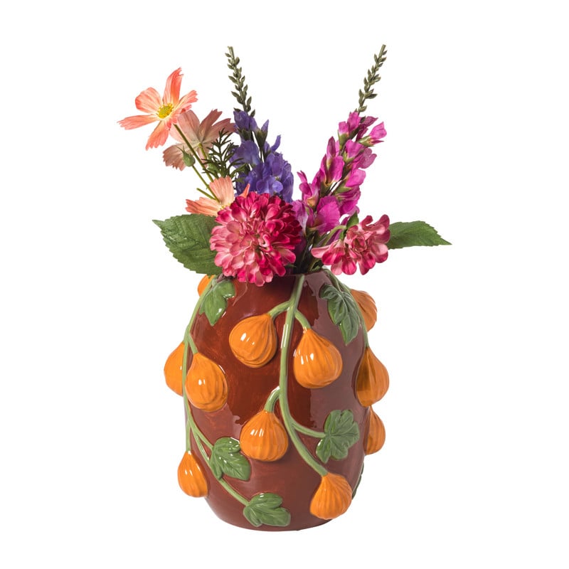 Vaas vijgen - bordeauxrood/oranje - ø22x24.5 cm
