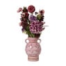 Vaas bloemen - roze/rood/bruin - ø16.5x25 cm