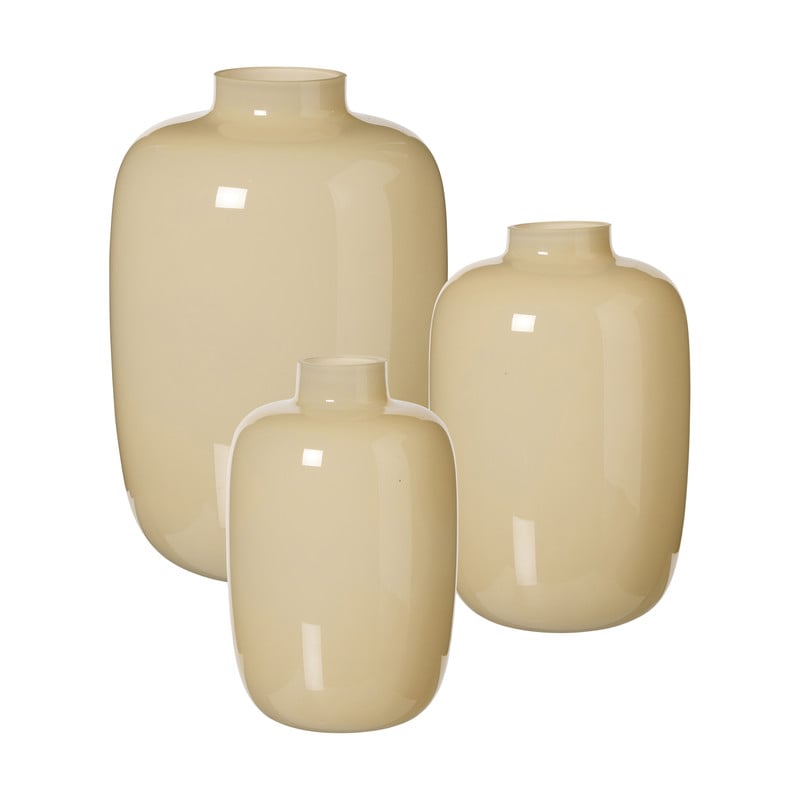 Vaas melkglas groot - beige - ø18x27 cm 