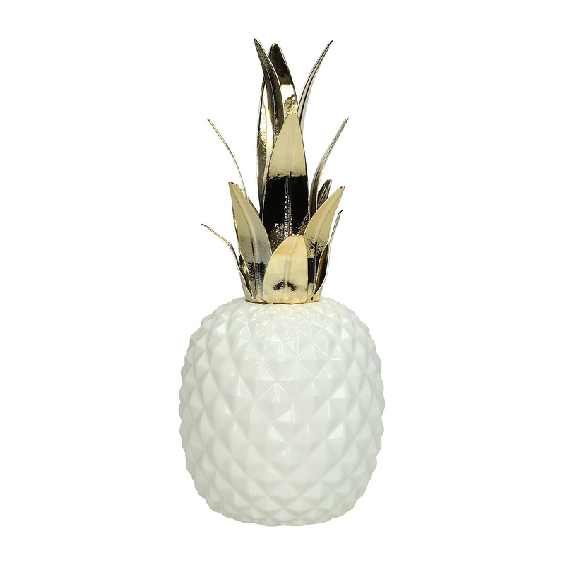 Decoratie ananas - wit - 24 cm 